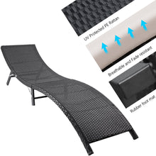 Load image into Gallery viewer, Patio Chaise 3 Pieces Lounge with Cushions Unadjustable Modern Outdoor Furniture Set PE Wicker Rattan Backrest Lounger Chair Patio Folding Chaise Lounge with Folding Table (3 Pieces)