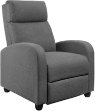 Cargar imagen en el visor de la galería, Fabric Recliner Chair Adjustable Home Theater Single Massage Recliner Sofa Furniture with Thick Seat Cushion and Backrest Modern Living Room Recliners (Grey)