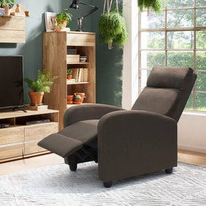 Fabric Recliner Chair Adjustable Home Theater Single Massage Recliner Sofa Furniture with Thick Seat Cushion and Backrest Modern Living Room Recliners (Brown)