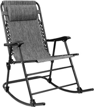 Load image into Gallery viewer, Patio Rocking Zero Gravity Chair Outdoor Wide Recliner Portable Lounge Chair Folding with Headrest for Camping Fishing Beach Poolside(Gray)