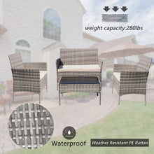 Load image into Gallery viewer, Brand New 4 Pieces Outdoor Patio Furniture Sets Rattan Chair Wicker Set, Outdoor Indoor Use Backyard Porch Garden Poolside Balcony Furniture Sets (Gray)
