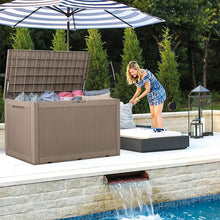 Load image into Gallery viewer, NEW 100 Gallon Waterproof Large Resin Deck Box Indoor Outdoor Lockable Storage Container for Patio Furniture Cushions, Toys and Garden Tools (Light Brown)