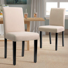 Cargar imagen en el visor de la galería, Dining Chairs Urban Style Fabric Parson Chairs Kitchen Livng Room Armless Side Chair with Solid Wood Legs Set of 4 (Beige)