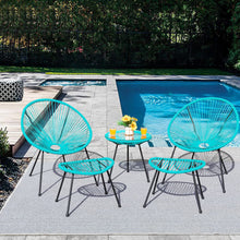 Load image into Gallery viewer, Brand New 5 Piece Outdoor Furniture Set Acapulco Modern All-Weather Conversation Set, 2 Chairs and 1 Glass Table with 2 Footrest for Indoor, Patio, Lawn, Garden, Poolside (Blue)
