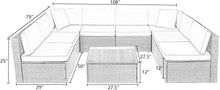 Cargar imagen en el visor de la galería, Brand New 9 Pieces Outdoor Patio Sectional Sofa All-Weather Patio Furniture Sets Manual Weaving Wicker Rattan Patio Conversation Set with Cushions and Glass Table