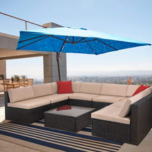 Cargar imagen en el visor de la galería, Brand New 9 Pieces Outdoor Patio Sectional Sofa All-Weather Patio Furniture Sets Manual Weaving Wicker Rattan Patio Conversation Set with Cushions and Glass Table