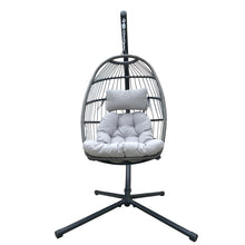Load image into Gallery viewer, Patio Hanging Egg Chair With Stand, Outdoor Garden Furniture Wicker Rattan Swing Chair Hammock Chair with Cushion
