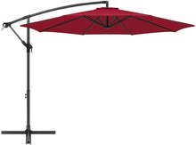 Cargar imagen en el visor de la galería, Patio Umbrella Cantilever Umbrella Offset Umbrella Market Deck Umbrella Outdoor 10' Hanging Umbrella with Base for Garden Backyard Poolside (Khaki or Burgundy))