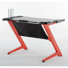 Load image into Gallery viewer, Gaming Desk 47 inch Home Office Desk Z Shaped PC Gaming Table Workstation with Carbon Fiber Surface Cup Holder & Headphone Hook LED Lights (Black)