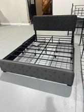 Load image into Gallery viewer, Upholstered Queen Size Platform Bed Frame with 4 Storage Drawers and Headboard, Diamond Stitched Button Tufted, Mattress Foundation with Wooden Slats Support, No Box Spring Needed, Dark Grey
