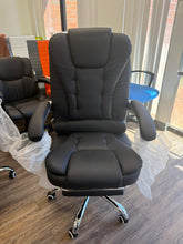 Cargar imagen en el visor de la galería, New High Back Ergonomic Executive Office Chair, With Vibration, PU Leather Computer Chair with Retractable Footrest, Lumbar Support, Padded Headrest and Armrest(Black)
