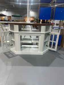 Corner TV Stand for Television up to 55" with Storage Cabinets, Entertainment Center, Media Console for Living Room, Bedroom, White＆Rustic
