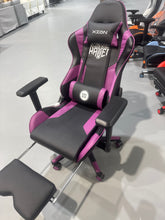 Cargar imagen en el visor de la galería, Gaming Chair With Vibration Massage ,Footrest and Lumbar Support, Adjustable Arms, Height Adjustable，High Back Reclining Computer Chair 360-Swivel(Black&amp;Purple)
