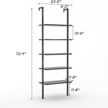 Load image into Gallery viewer, New 5-Shelf Bookcase Wall Mount Bookshelf Modern Ladder Shelves with Wood Board and Industrial Metal Frame, for Home Office, Living Room, Bedroom, Entryway and Hallway (Black)
