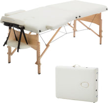 Load image into Gallery viewer, Portable Massage Table 28 Inch Wide Lash Bed Height Adjustable 2 Folding Spa Table with Non-Woven Bag for Spa Footmassage Facial CareSpa Tattoo(Cream)
