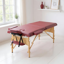 Load image into Gallery viewer, Portable Massage Table 28 Inch Wide Lash Bed Height Adjustable 2 Folding Spa Table with Non-Woven Bag for Spa Footmassage Facial CareSpa Tattoo(Burgundy)

