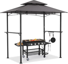 Cargar imagen en el visor de la galería, New 8&#39; x 5&#39; Outdoor Grill Gazebo Canopy, BBQ Canopy for Outdoor Grill, 2- Tier BBQ Gazebo Shelter for Patio, Backyard and More (Grey)
