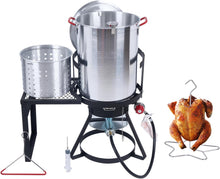 Load image into Gallery viewer, Fire Riot 30 Qt Heavy Gauge Aluminum Turkey Deep Fryer Pot with Injector and Thermometer Kit and 50, 000 BTU Outdoor Propane Stove Burner Stand for Turkey and Seafood Boils

