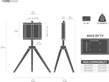 Cargar imagen en el visor de la galería, FITUEYES Design Corner TV Stand for 32-65 Inch LED LCD Screens, Tripod Easel TV Stand Modern TV Floor Mount Swivel with Concealed Storage for Bedroom/Living Room, Picasso Series
