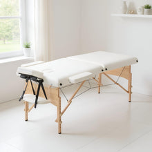 Load image into Gallery viewer, Portable Massage Table 28 Inch Wide Lash Bed Height Adjustable 2 Folding Spa Table with Non-Woven Bag for Spa Footmassage Facial CareSpa Tattoo(Cream)
