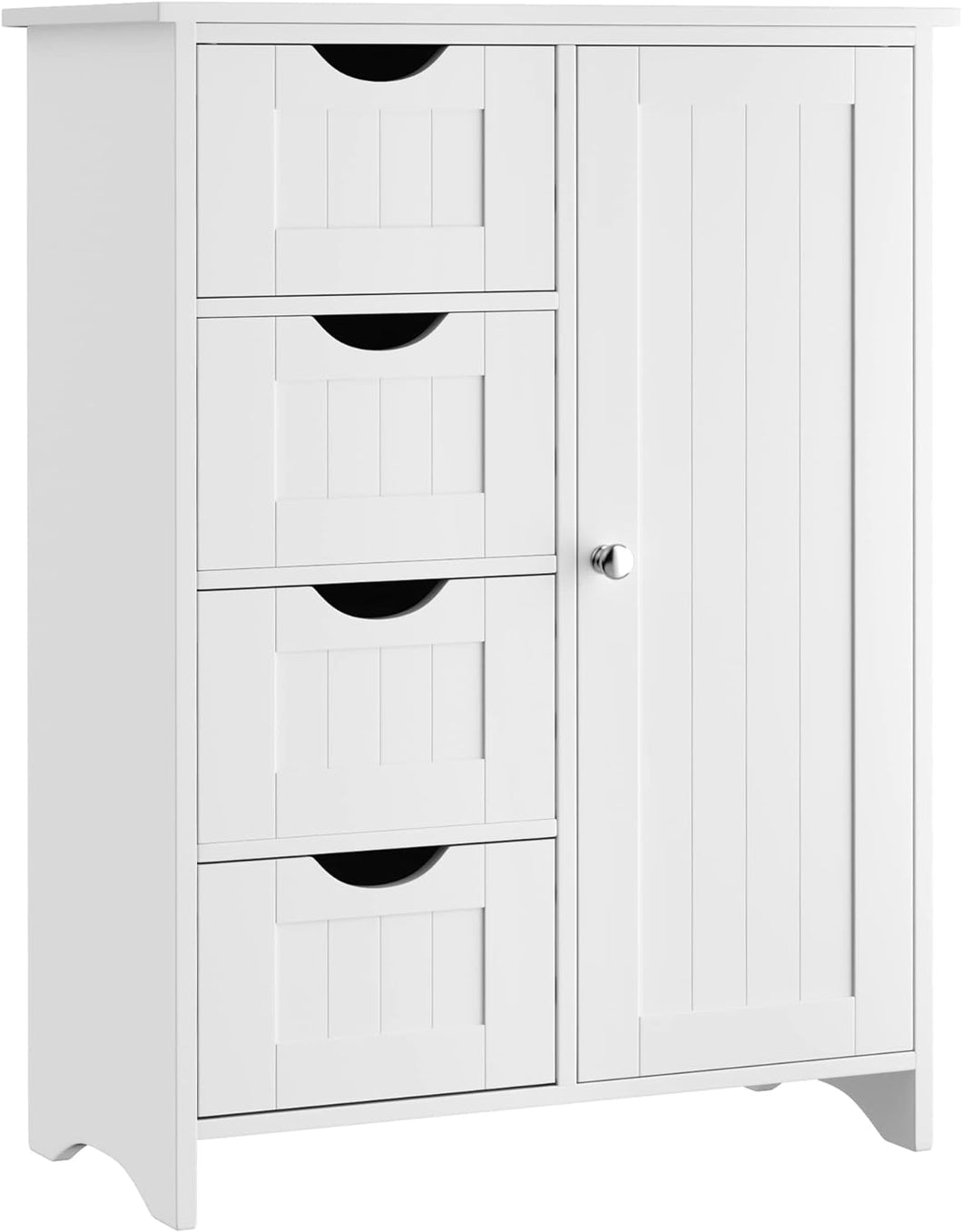 Bathroom Storage Cabinet, Floor Cabinet with 4 Drawers and 1 Adjustable Shelf, Storage Oragnizer for Living Room, Kitchen, Bathroom (White)