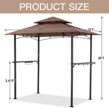 Cargar imagen en el visor de la galería, New 8&#39; x 5&#39; Outdoor Grill Gazebo Canopy, BBQ Canopy for Outdoor Grill, 2- Tier BBQ Grill Gazebo Shelter for Patio, Backyard and More (Brown)
