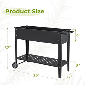 Raised Garden Bed with Legs Metal Planter Box on Wheels Outdoor Elevated Garden Bed for Herb, Flower, Vegetable