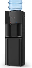 Load image into Gallery viewer, Water Dispenser with Hot &amp; Cold Water, Top Loading Water Cooler for 3 or 5 Gallon Bottles with Child Safety Lock, Ideal for Kitchens, Offices, Pitch-Black
