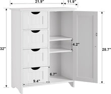 Load image into Gallery viewer, Bathroom Storage Cabinet, Floor Cabinet with 4 Drawers and 1 Adjustable Shelf, Storage Oragnizer for Living Room, Kitchen, Bathroom (White)
