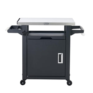 Deluxe Outdoor Rolling Prep Station, 20" x 30" Stainless Steel Kitchen Storage Island with Enclosed Cabinet and Storage Drawer
