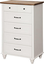 Load image into Gallery viewer, WAMPAT White Dresser for Bedroom with 5 Drawers, Small Kids Dressers with Wide Chest of Drawers, Mid Century Wooden Closet Storage Organizer, Tall Dressers for Nursery, Living Room, Hallway
