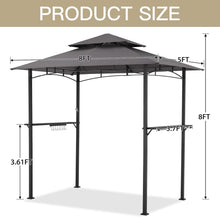 Cargar imagen en el visor de la galería, New 8&#39; x 5&#39; Outdoor Grill Gazebo Canopy, BBQ Canopy for Outdoor Grill, 2- Tier BBQ Gazebo Shelter for Patio, Backyard and More (Grey)
