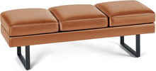 Load image into Gallery viewer, Furmax 59.6 Inches Waiting Room Chairs - 3 Seats Faux Leather Office Guest Chair - Conference Room Upholstered Reception Bench - Lobby Furniture for Salon and Shop, Brown

