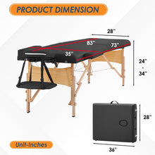 Load image into Gallery viewer, Portable Massage Table 28 Inch Wide Lash Bed Height Adjustable 2 Folding Spa Table with Non-Woven Bag for Spa Footmassage Facial CareSpa Tattoo(Black)
