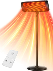 Outdoor Heater, 12H Timer & 3 Heat Levels, IP54 Waterproof Garage Heater, 1500W Infrared Heating Covers 300Sq.ft, Tip-Over Protection,Towel Bracket,Remote, 83 Inch Patio Heaters for Outdoor Use