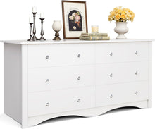 Load image into Gallery viewer, Dresser for Bedroom, 6 Wood Dresser Drawers, Wide Chest of Drawers, Storage Tower Unit, Modern Design for Bedroom, Living Room, Hallway, Entryway (White)
