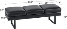 Load image into Gallery viewer, Furmax Waiting Room Chairs Faux Leather Office Guest Chair, 59.6 Inches Conference Room Chairs 3 Seats Upholstered Reception Bench, Lobby Furniture for Salon and Shop, Black
