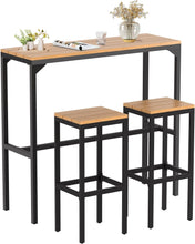 Cargar imagen en el visor de la galería, New 3-Piece Dining Table Set, 47&quot; Kitchen Table &amp; Chair Sets for 2 Pub Tables Bar Height Table w/ 2 Stools, Space Saving Design for Dining Room Living Room Kitchen
