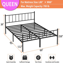Load image into Gallery viewer, Queen Bed Frame-Classic Metal Platform Bed Frame,Mattress Foundation with Steel Slat Support,Under Foundation Storage,No Box Spring Needed, Easy Assembly, Queen Size
