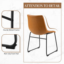 Load image into Gallery viewer, Dining Chairs 18 Inches Counter Stools Armless Bar Chairs Set of 2, Modern Industrial PU Leather Kitchen Dining Room Chairs with Back, Living Room Side Chairs (Brown)
