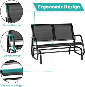Outdoor Glider Bench for Outside Patio Porch Glider Swing Loveseat Gliders Rocking Chair with High Backrest for Garden Poolside Backyard