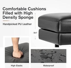 Furmax Waiting Room Chairs Faux Leather Office Guest Chair, 59.6 Inches Conference Room Chairs 3 Seats Upholstered Reception Bench, Lobby Furniture for Salon and Shop, Black