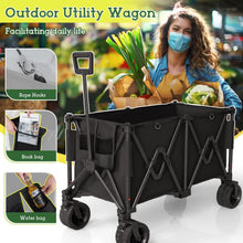 Load image into Gallery viewer, Collapsible Foldable Wagon with 300lbs Weight Capacity, Heavy Duty Utility Garden Cart for Beach, Sports, Shopping, Camping with Big All-Terrain Wheels &amp; Cover Bag（Black）
