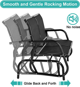 Outdoor Glider Bench for Outside Patio Porch Glider Swing Loveseat Gliders Rocking Chair with High Backrest for Garden Poolside Backyard
