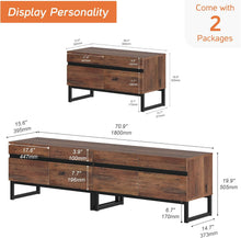 Load image into Gallery viewer, WAMPAT 2 in 1 Modern TV Stand for TVs up to 75 inch, Wood TV Entertainment Center TV Console with Storage Cabinets and Metal Base, Media TV Console for Living Room,Brown
