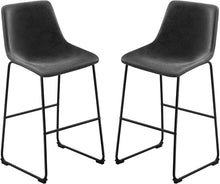 Load image into Gallery viewer, Bar Stools 29 Inches Bar Height Stools Set of 2, Dining Chairs, PU Leather Bar Chairs with Back, Modern Industrial Armless Stools for Kitchen Island, Bar, Pub (Black)
