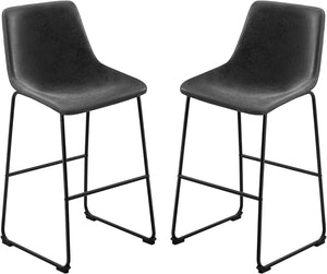 Bar Stools 29 Inches Bar Height Stools Set of 2, Dining Chairs, PU Leather Bar Chairs with Back, Modern Industrial Armless Stools for Kitchen Island, Bar, Pub (Black)
