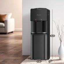 Load image into Gallery viewer, Water Dispenser with Hot &amp; Cold Water, Top Loading Water Cooler for 3 or 5 Gallon Bottles with Child Safety Lock, Ideal for Kitchens, Offices, Pitch-Black
