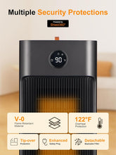 Load image into Gallery viewer, NEW 70° Oscillating Ceramic Heater,31”Tower Space Heater,1500W Floor Portable Electric Fireplace Heater with Thermostat,Remote,24H Timer for Bedroom,Large Room,Home,Office,Indoor Use
