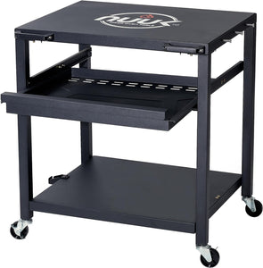 NUUK Three-Shelf Heavy Duty Rolling Outdoor Pizza Oven Table, 24" x 30" Steel Commercial Multifunctional Food Prep Worktable with Drawer on Wheels